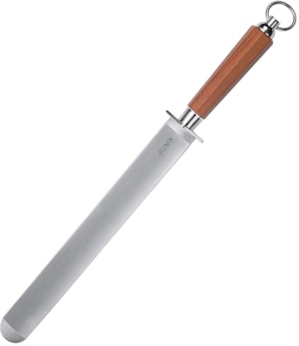 KINTIF Heavy-Duty Sharpening Steel 12 inch Honing Steel Knife Sharpeners Flat Honing Rod, Fine Cut, High hardness, Ideal For Butcher Knives and Chef Knives