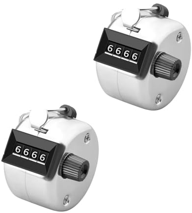 2 Pezzi Contatore Manuale Contatori a Mano in Metallo clicker per conteggio Contapersone Clic Meccanico a 4 Cifre per Contare Sport Golf Allenatore Scuola