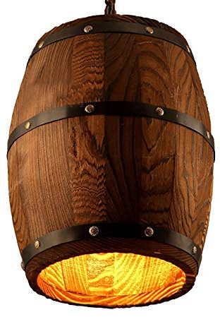 Newrays Antique Wood Wine Barrel Pendant Light