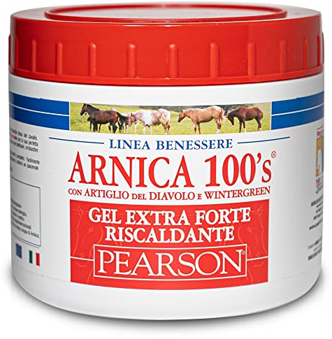 ARNICA 100's® - Arnica Per Cavalli, Gel Extraforte Riscaldante Pearson. Crema Arnica Forte Con Artiglio Del Diavolo e Wintergreen. Pomata Defaticante e Rilassante (500 ML)