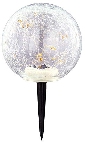 etc-shop LED Solar Steck Leuchte Kugel Strahler crackle Erdspieß Glas Lampe Außen Beleuchtung