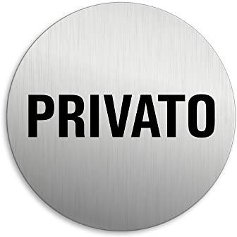 Targhetta per Porta - Privato Targa Ø 75 mm Alluminio spazzolato auto-adhesiva