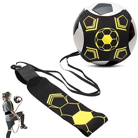 NEWUPZSI Sparktränare med gummiband, fotboll, gåvor, fotbollsträning, lämplig för användning utan händer, fotbollstränare med neoprenbälte för barn, midjebälte