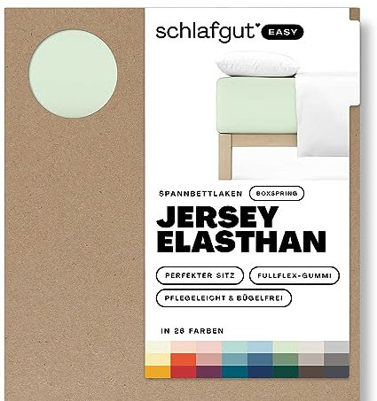 Schlafgut Easy Jersey Elasthan Boxspring Spannbettlaken 90x190 bis 100x220 Green Light, Spannbetttuch aus superweicher Baumwolle mit Elasthan