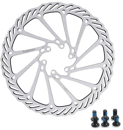 yongness Cykelbromsskiva rotor 160 mm/180 mm/203 mm rostfritt stål cykelbromsskiva med 6 skruvar lämplig för de flesta cyklar vägcykel mountainbike BMX MTB (silver 203 mm)