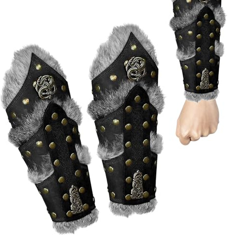 Youany vikingararmband, 2 stycken medeltida vikingar handledsskydd, handgjorda läderarmskydd, medeltida cosplay armvärmare för män kvinnor