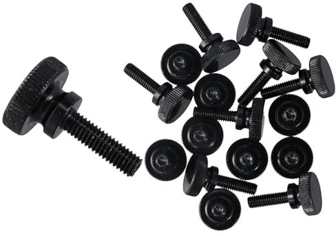 Lot de 16 vis M6 à tête marteau, moletées M6 x 20 mm, noires, en alliage de zinc pour mécanique, instruments et électronique domestique