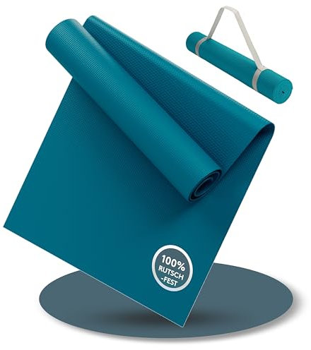 LILENO SPORTS Yoga Matte Caribbean Sea (180x60cm) - Sport und Yogamatte extra rutschfest in 4 mm Dicke - Gymnastikmatte und Fitnessmatte für Workout und Yoga - Sportmatte für Zuhause