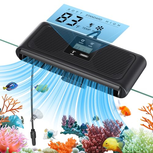 PAIZOO - Raffreddatore per acquario con ventola, ventilatore per acquario con controllo automatico della temperatura e sonda di temperatura, display LCD, 3 modalità di velocità, raffreddatore per