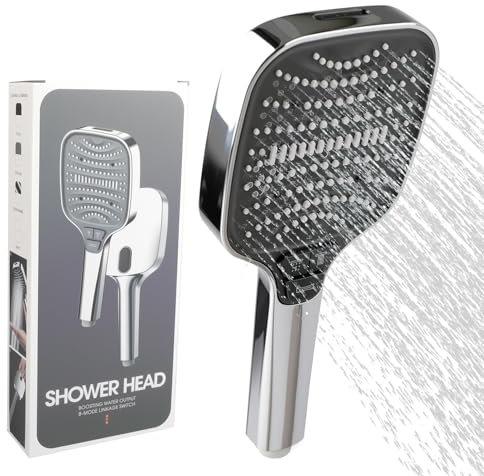 Soffione doccia ad alta pressione dell'acqua, 8 tipi di getto, soffione doccia a risparmio acqua, design turbo ad alta pressione, soffione doccia per bagno, soffione doccia a risparmio acqua, soffione
