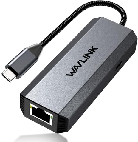 WAVLINK USB-C zu Ethernet Adapter, 2.5 Gbps RJ45 Plug and Play Netzwerk Adapter, Kabelgebundener Internet Adapter mit PD 95W, Kompatibel mit Windows/Mac OS/iOS/Linux/Chrome OS
