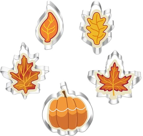 GWAWG - Juego de 5 cortadores de galletas en forma de hojas de arce,Set de corte de galletas de hojas de otoño,Formas de hoja de roble Cookie Para cocinar en el lavavajillas