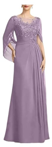 MZSKLW Abiti da Cerimonia for la Madre della Sposa, Abiti da Cerimonia Lunghi in Chiffon e Pizzo con Applicazioni, Abiti da Cerimonia for invitati(Color01,22W)