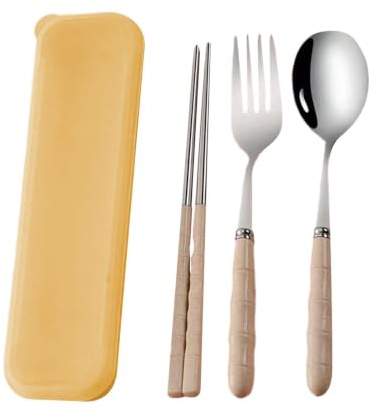 Utensili da campeggio, utensili in acciaio inox, utensili da viaggio con custodia, posate in acciaio inox, accessori da cucina, set di posate, per casa, matrimoni, picnic
