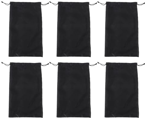 MAGICLULU Sacchetti per Parrucche Set da 6 Pezzi e Viaggi Leggeri per Uso Quotidiano in Raso Nero Chiusura a Coulisse