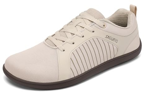 SAGUARO Scarpe Barefoot Casual Uomo, Barefoot Shoes Punta Ampia, Scarpe a Piedi Nudi Minimalista Antiscivolo, Suola in Gomma Flessibile per Tempo Libero e Uso Urbano Scuola Viaggio Kaki,Gr.43