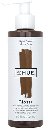 dpHUE Gloss+, Light Brown - 6.5 oz (8-12 Applications) - Semi-Permanent Hair Color & Conditioner - Lasts Up to Eight Washes - Paraben, SLS & SLES Sulfate Free - Vegan, Leaping Bunny Certified