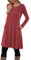 MOLERANI Pulloverkleid für Damen Langarmkleid Damen Knopf Lässiges Tunikakleid mit Taschen Rot L