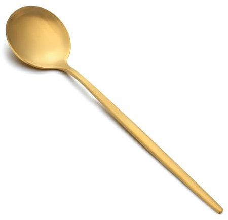 Pleafind cucchiai 24 pezzi, cucchiai da tavola in acciaio inox, cucchiaio da 8,27 (21 cm), cucchiaio da zuppa oro, adatto per casa, ristorante, festa, banchetti di nozze, lavabile in lavastoviglie