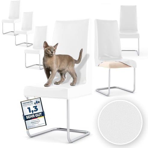 Innerspace Stuhlhussen 6er Set in Weiß | Blickdichte, Wasserabweisende, Elastische Stuhlbezüge für Kinder & Haustiere | Stuhl Überzüge für Schwingstühle/Freischwinger – Jetzt Set wählen!