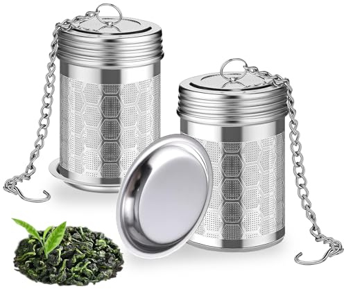 2 Pack Stainless Steel Tea Infusers, Extra Fine Mesh Strainers with Drip Trays, Brew Loose Tea