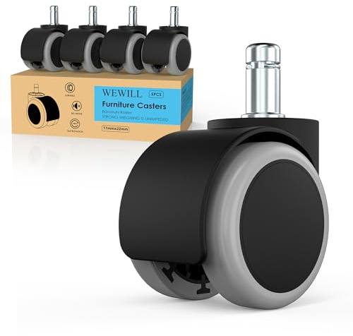 Ruedas para sillas de oficina,11 * 22 MM ruedas para sillas de oficina para proteger el suelo, ideal para parquet, laminado, baldosas y suelos de piedra, no para 1KEA(5PCS,Gris)