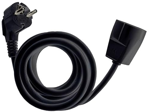 Stromkabel, schwarz, Flexibles Verlängerungskabel, 7 m, mit Kinderschutz