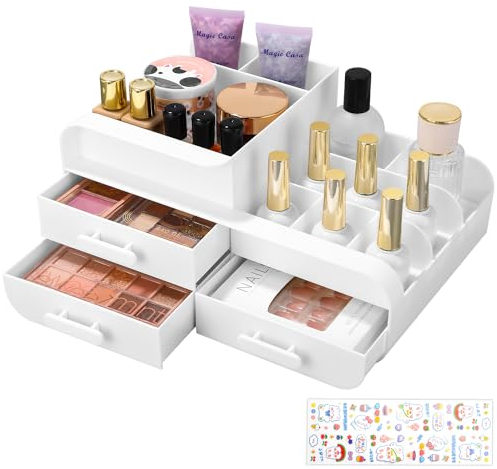 Organisateur de Maquillage, Rangement Skincare de Soins avec 3 tiroirs,Rangement Maquillage Organisateur,Tiroirs compartimentés,Boite Rangement Maquillage,Idéal pour Les Chambres et Les Bureaux