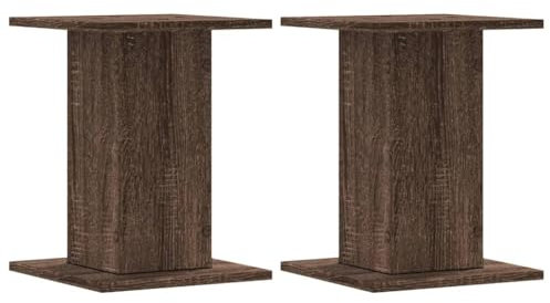 vidaXL Speaker Stands - Brown Oak Engineered Wood - Floor Stands 2 pcs - 30x30 cm Top Plate - 40 cm Height - Max. Load 60 kg - Fillable Hollow Design for Improved Sound Quality