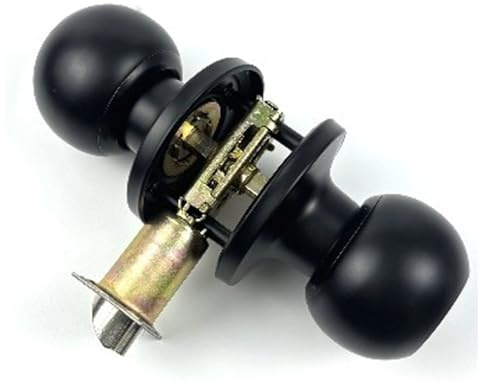 Septpenta Cerradura de Baño de Servicio Pesado, Perilla Redonda, Cerradura de Puerta Sin Llave de Acero Inoxidable Macizo Negro Mate para Puertas de 30–50 mm de Grosor con 3 Llaves