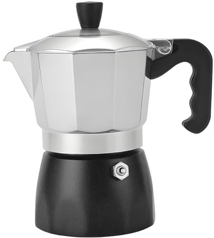 WIOSOUL Cafetière à expresso pour cuisinière, cafetière à moka, cafetière 2 tasses, couvercle transparent pour cuisinière à gaz ou électrique en céramique, cafetière italienne classique, machine à