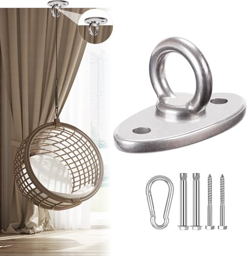 pilyero Anclaje Pared, M8 Augplatte Columpio, Capacidad de Carga de hasta 500 Kg, Acero Inoxidable 304, para Viga de Madera Saco de Arena Silla de Montaje en Techo Sling Trainer Yoga