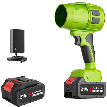 Soffiatore di fogli senza fili, soffiatore a batteria con 3,0 Ah batterie x2, 33000 giri/min, soffiatore turbo senza fili per foglie, neve e polvere (3,0 Ah batterie*1)