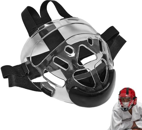 Visière de Boxe - Casque de Protection Arts Martiaux, Écran Transparent Style, Taille 20x21cm + Masque Amovible, Composant PC Éponge - pour Entraînement Karaté & Partenaire de Combat