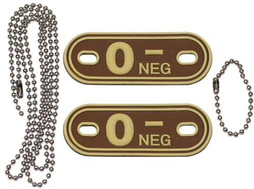 MFH Médaille de groupe sanguin 3D avec chaîne - Pendentif désert - Différentes versions (O négatif)