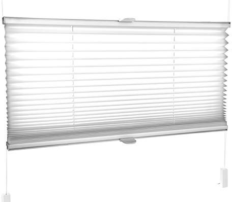 Tropik Home Pleated Blinds 18 Width Sizes, 6 Colours Easy Fit Install Plisse Conservatory Blinds, White, 70cm Wide by 100cm Drop