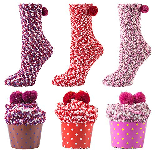 YSense Snug Kuschelsocken Damen Geschenke für Frauen Weihnachtsgeschenke Flauschige Winter Warme Cupcake Kuschelsocken Valentinstag Geburtstagsgeschenk Damen 39-42 MEHRWEG