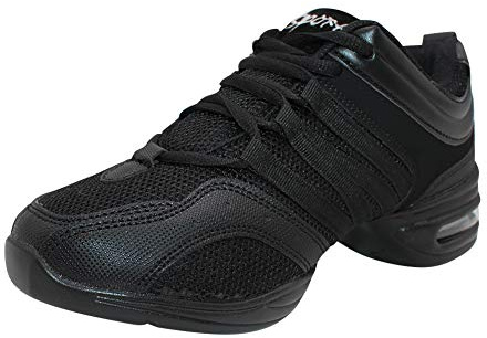 Yudesun Sports Outdoor Dance Shoes Women - Womens Black Mesh Split Sole Lace Up Shoe Teaching Practice Sneakers Comfy Slip Resistant Trainers Jazz Latin Ballroom Casual Black 7.5 UK