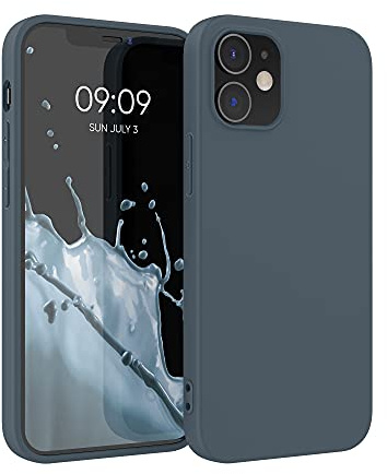 kwmobile Funda para Apple iPhone 12 / iPhone 12 Pro Carcasa - Ultrafina de TPU y Silicona con Bordes elevados anticaídas - Pizarra Oscura