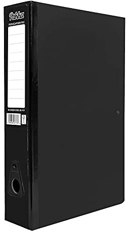 Pukka Foolscap A4 Glossy Box Files with Document Clip & Push Lock School Work Office 70mm Spine File Organiser (Black)