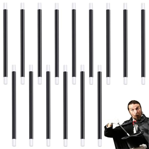 15 Pièce Baguettes de Magicien, Magicien Noir et Blanc Bâtons, Party Wand Jouet Joke Enfants Magique Prop Fun Baguette Magique en Plastique Noir, pour Assistant Sorcière Costume, Fournitures de Fête