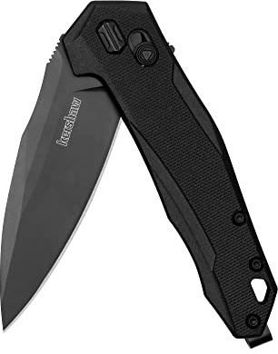 Kershaw Monitor Pocket Knife, Black, 3 Inch Steel Spear Point Plain Edge Blade, EDC with Manual Opening, Reversible Pocketclip, Everyday Carry Pocket Knife for Men and Women