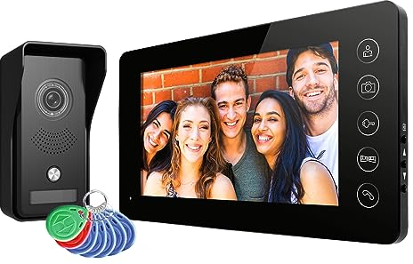 EURA Interphone vidéo VDP-76A3 Alpha interphone 4 fils, moniteur couleur 7 pouces, RFID, mémoire d'images, 2 entrées, Noir