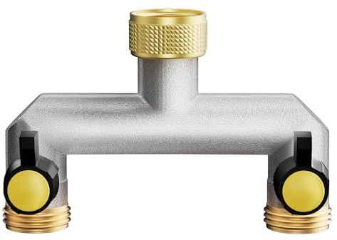 SIGANDG Robinet Double Sortie En Laiton,Distributeur 2 Voies En Laiton,Distributeur D'Eau De Robinet, 3/4 Femelle Vers 2 Voies 3/4 MâLe,Pour RéGuler Et Couper Le DéBit D'Eau