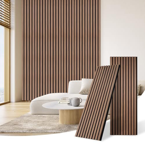 DOLLAR BOSS - Paneles de madera para paredes, paneles acústicos de pared 120x40 cm, 2 unidades, listones de madera absorbentes de sonido, paneles de pared decorativos 3D, decoración de pared moderna