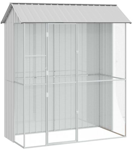 vidaXL Bird Cage with Storage Grey 215 x 110 x 247 cm Galvanised Steel