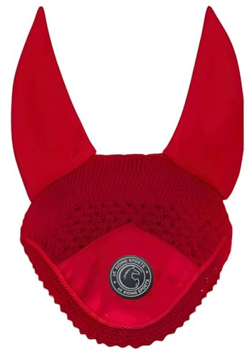 AK Fly Hood for Horses – Soft Lycra Ears, Close-Knit Crochet, Comfortable Fit – Equestrian Ear Bonnet for Sport Horses AKRS-6069-01 (Red, X-FULL / (XL))