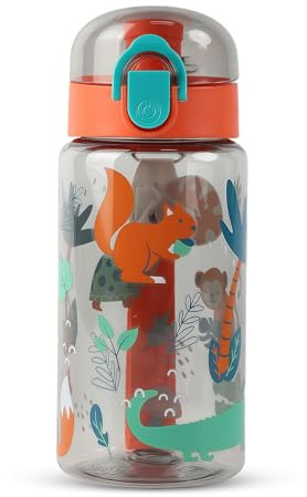 MHwan drickflaska för barn, 550 ml, robust och okrossbar, drickflaska, läckagesäker, BPA-fri, vacker barnvattenflaska lämplig för skolresor, med avtagbart bärhandtag