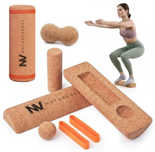 Cork Balance Board-premium Cork 5-in-1 Foot & Ankle Strengthener Set- Balance Trainer With Massage Roller, Peanut Ball & Toe Resistance Bands-wobble Board For Adults-improve Foot Function