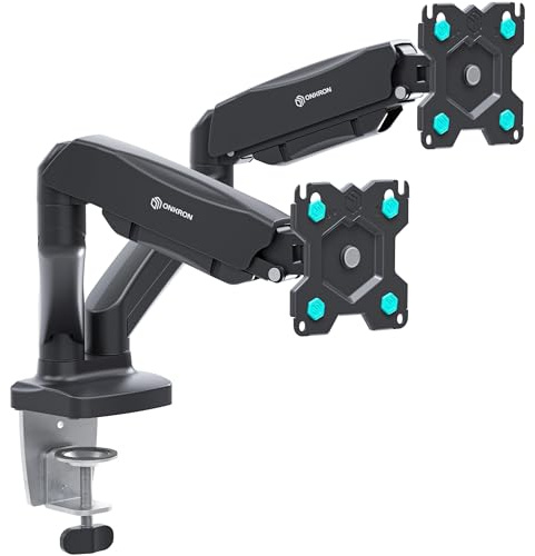 ONKRON Double Monitor Arm Desk Mount for 13-32 Inch Screens, Dual Screen Mount up to 8 kg Each - Gas Spring Dual Monitor Arm VESA 75x75 & 100x100/Dual monitor mount Tilt Swivel Rotation G160-B Black